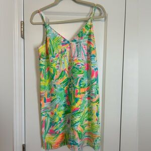 Green and Pink Tropical Midi Sundress